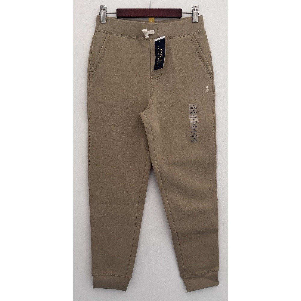 POLO RALPH LAUREN Kids M (10-12) Beige Sweatpants Fleece Joggers Pony Logo NEW